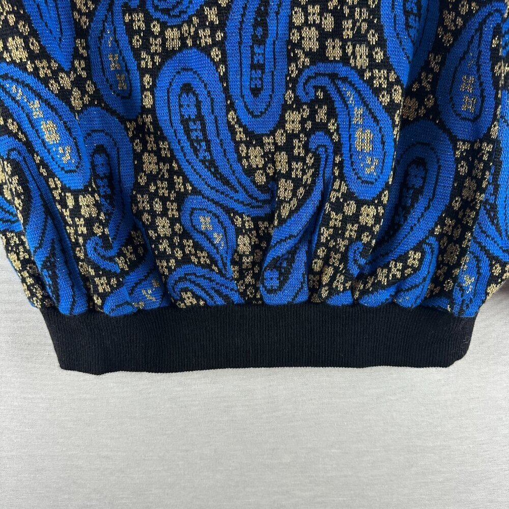 TOP NOTCH WOMEN'S VINTAGE PULLOVER SWEATER BLUE, BLACK & GOLD PAISLEY DESIGN XL - Picture 4 of 8